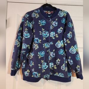Tudor Court blue floral snap up sweatshirt PL has some wash wear